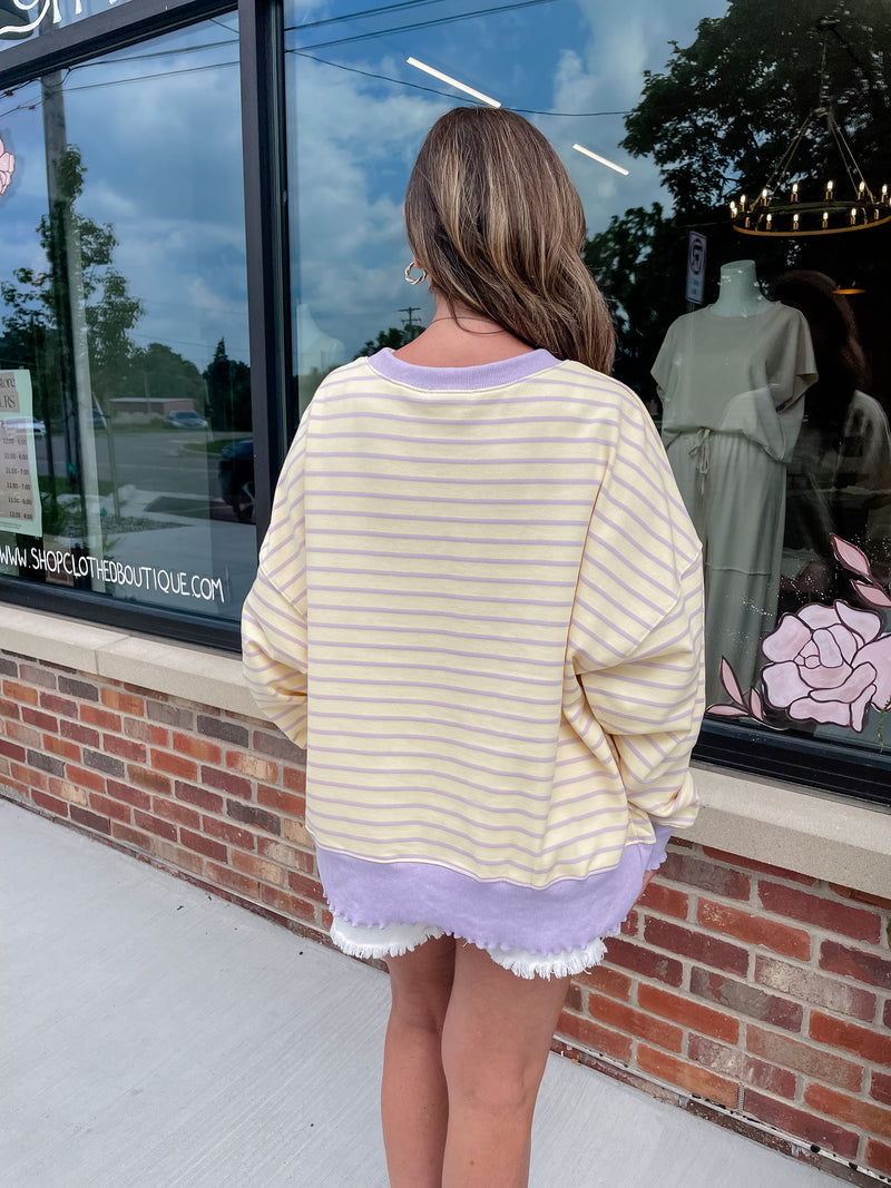 Sheila Striped Terry Top - Yellow/Lavender