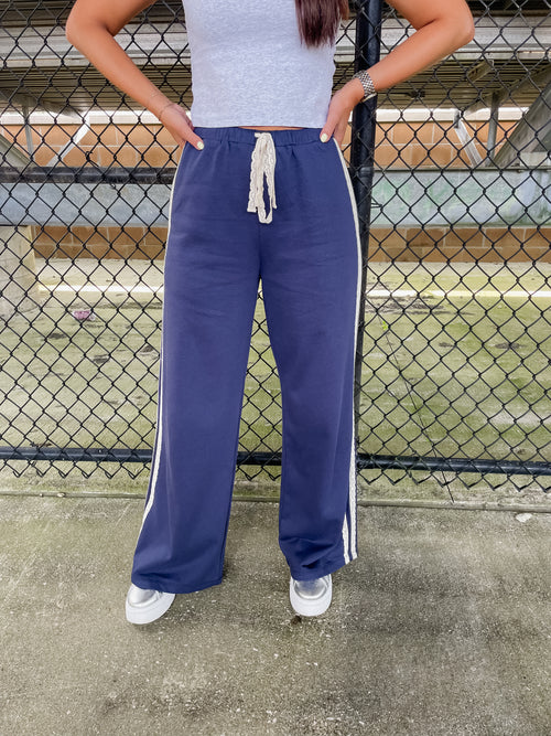 Game Time Lace Track Pant - Navy