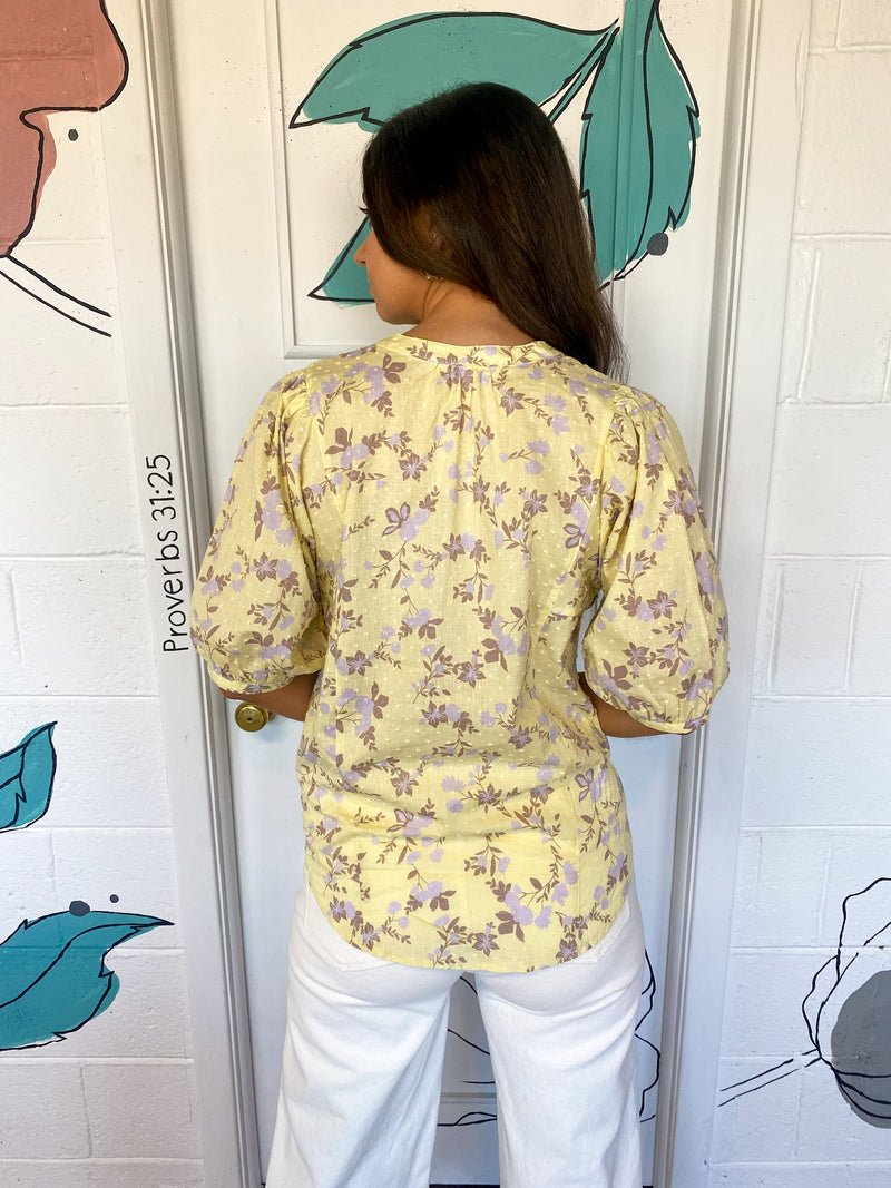 Yellow Floral Button Up