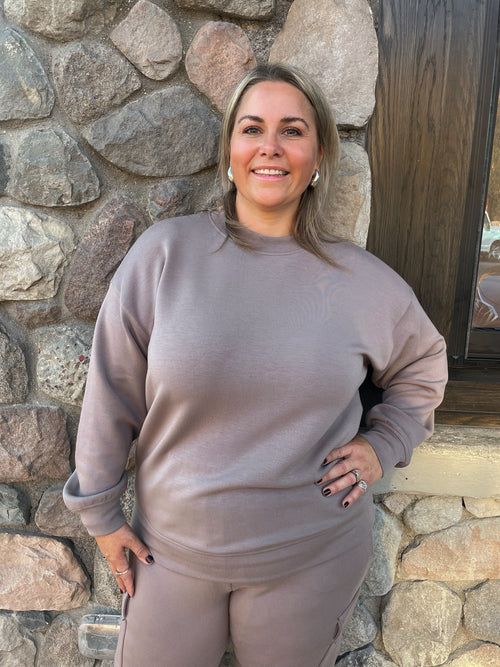 Mocha Scuba Pullover | Curvy