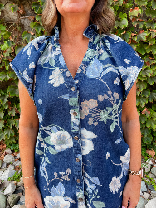 Demi Floral Denim Dress