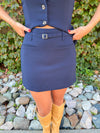 Nina Belted Mini Skirt - Navy
