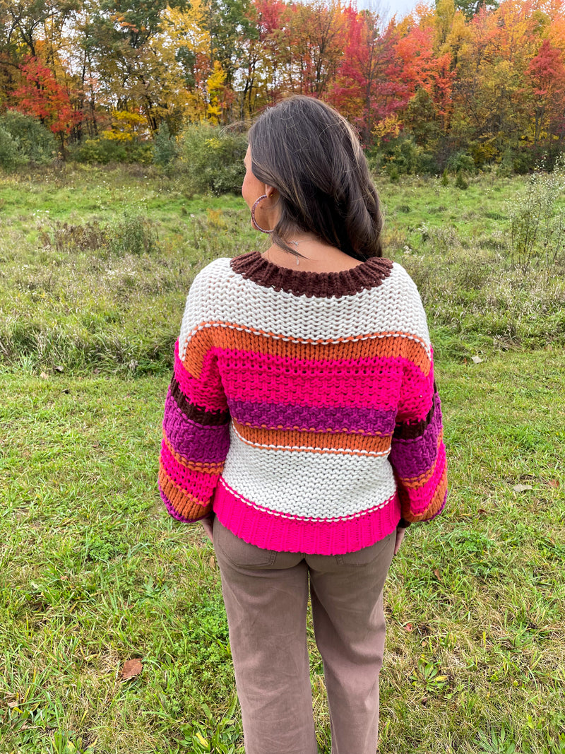 Pink/Multi Chunky Knit Sweater