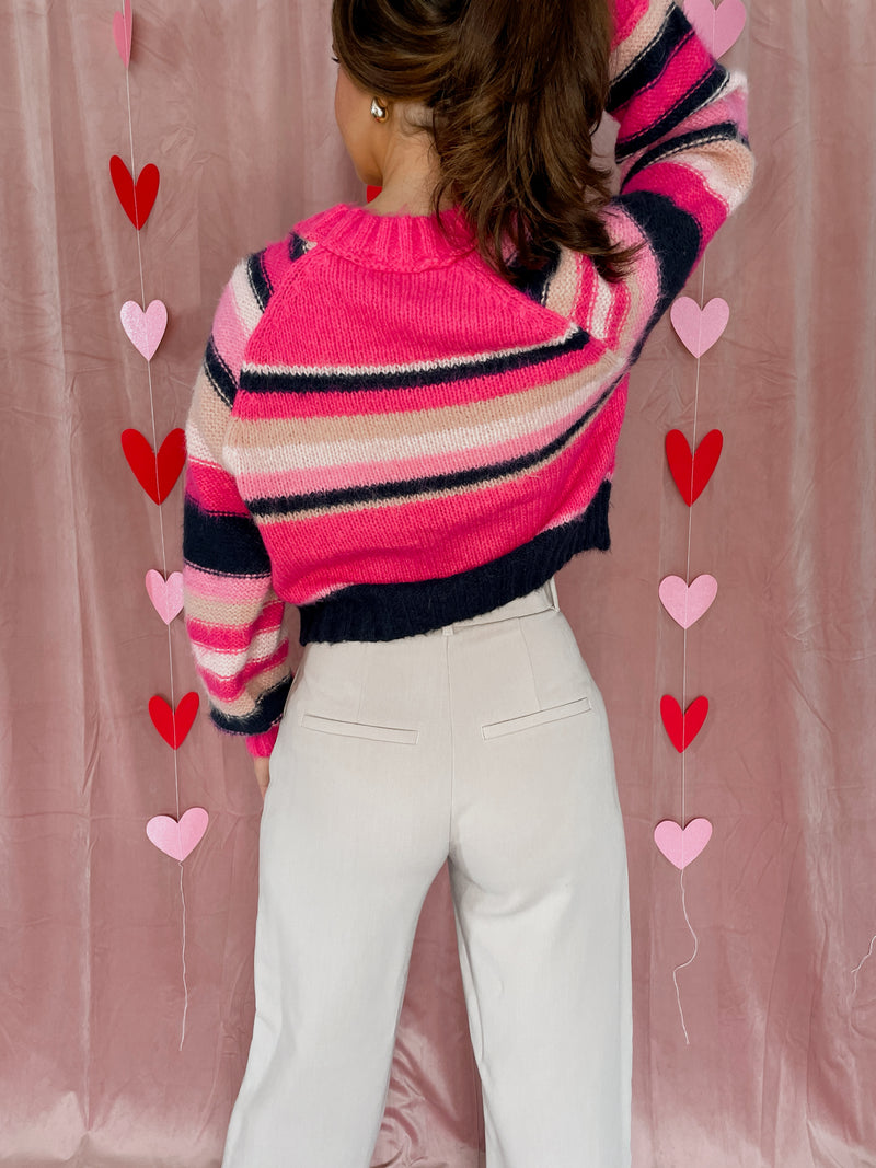 Georgia Striped Sweater - Pink/Multi