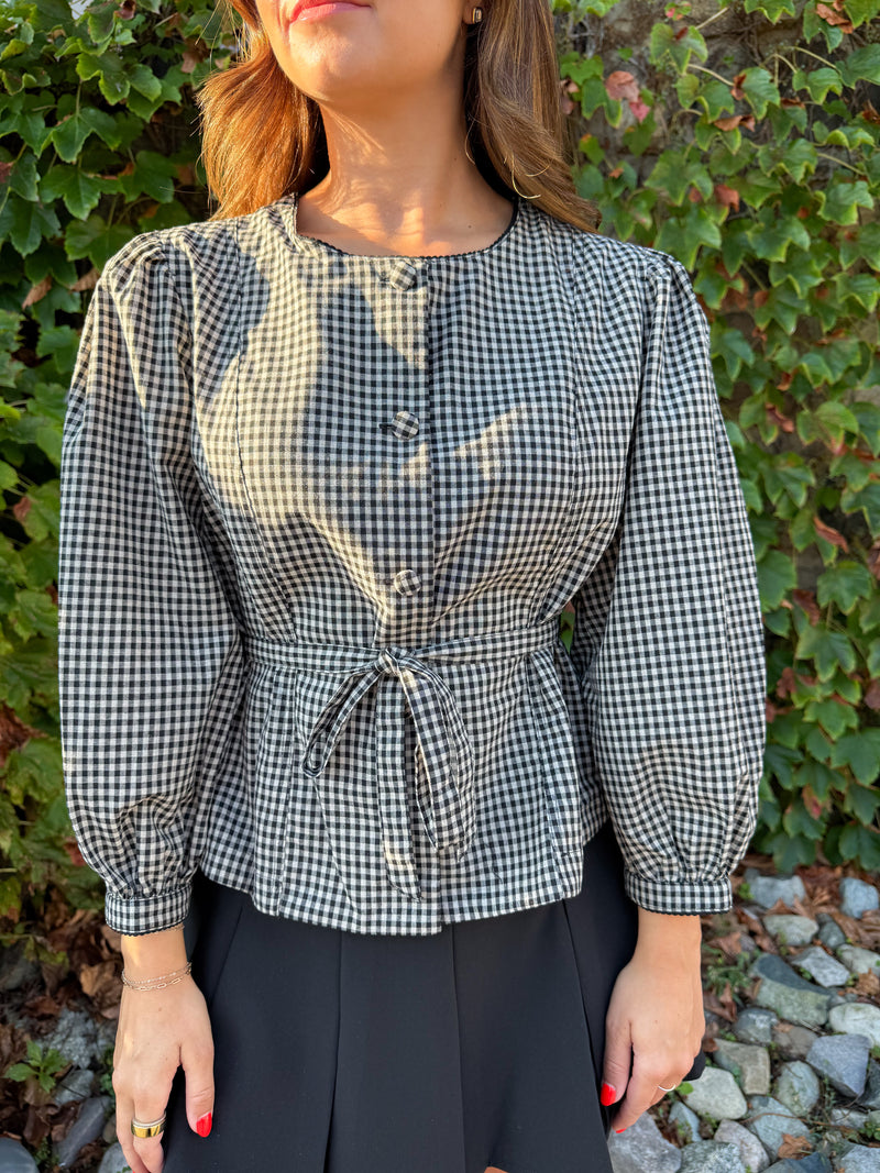 Maia Checkered Shirt - Black/Taupe