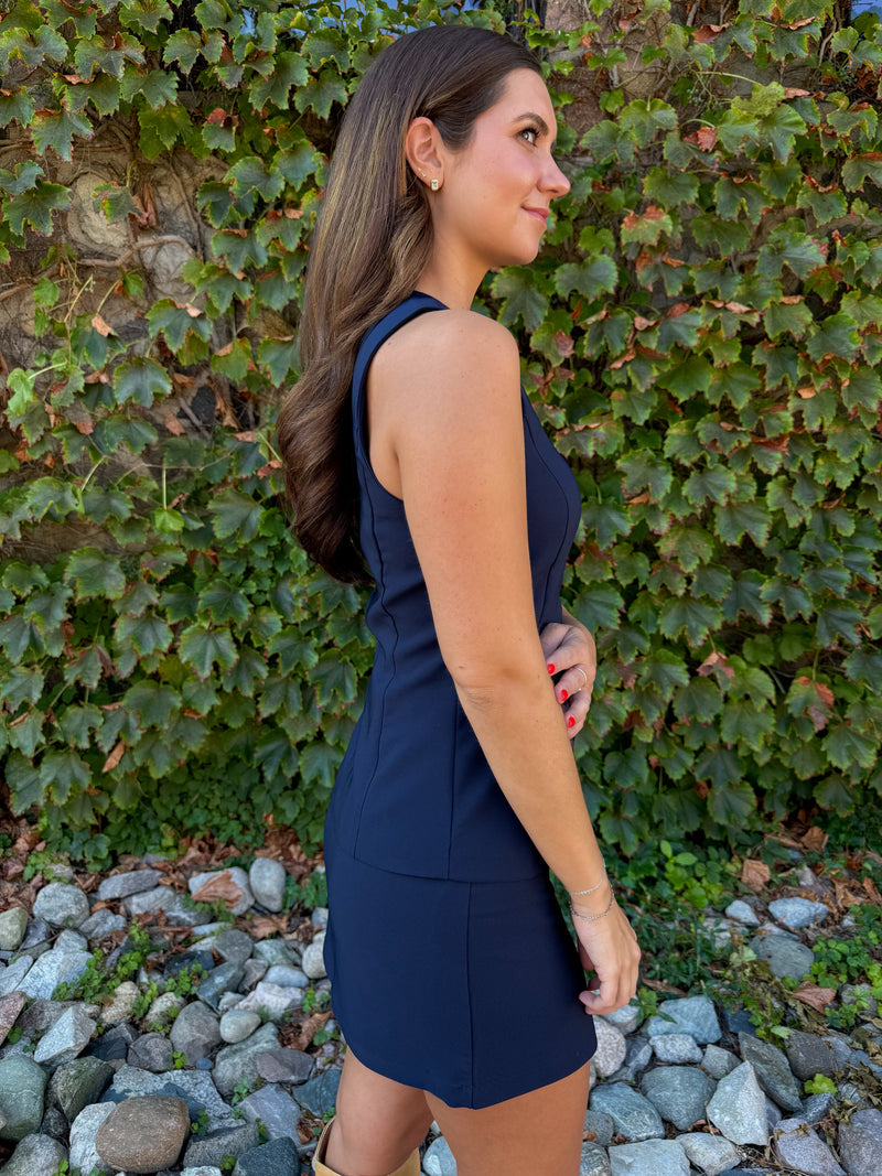 Nina Button Down Vest - Navy