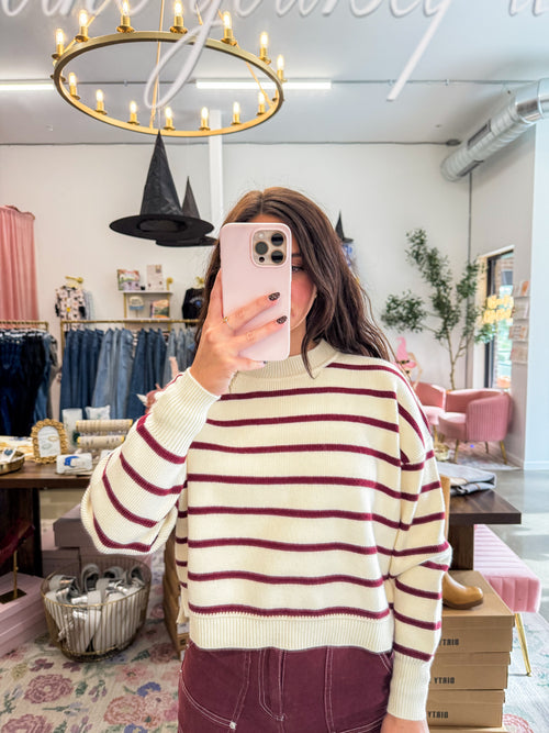 Brooks Burgundy Striped Sweater
