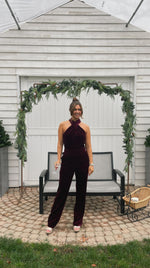 Burgundy Velvet Jumpsuit