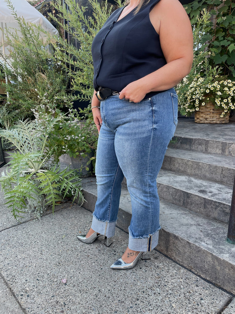 High Rise Cuffed Denim | Curvy