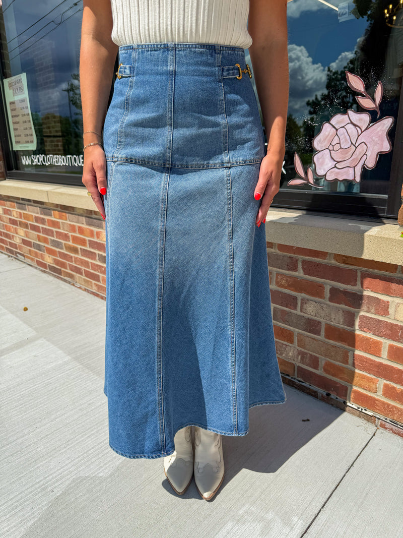 Dallas Denim Midi Skirt