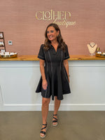 Camille Contrast Stitch Dress -Black