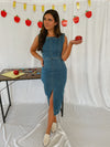 Sleeveless Denim Midi Dress