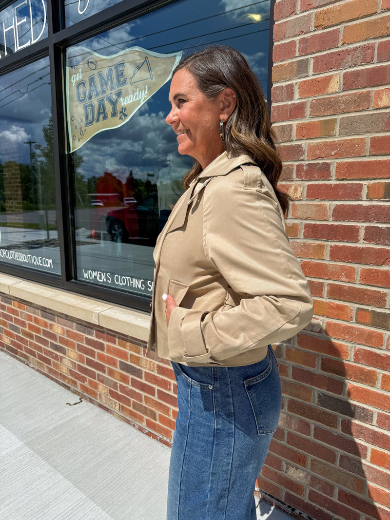 Casey Cropped Belted Trench