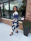 Norah Navy Floral Midi Dress
