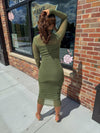 Olive Sheer Midi Dress