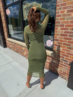 Olive Sheer Midi Dress