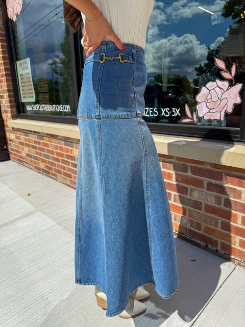 Dallas Denim Midi Skirt