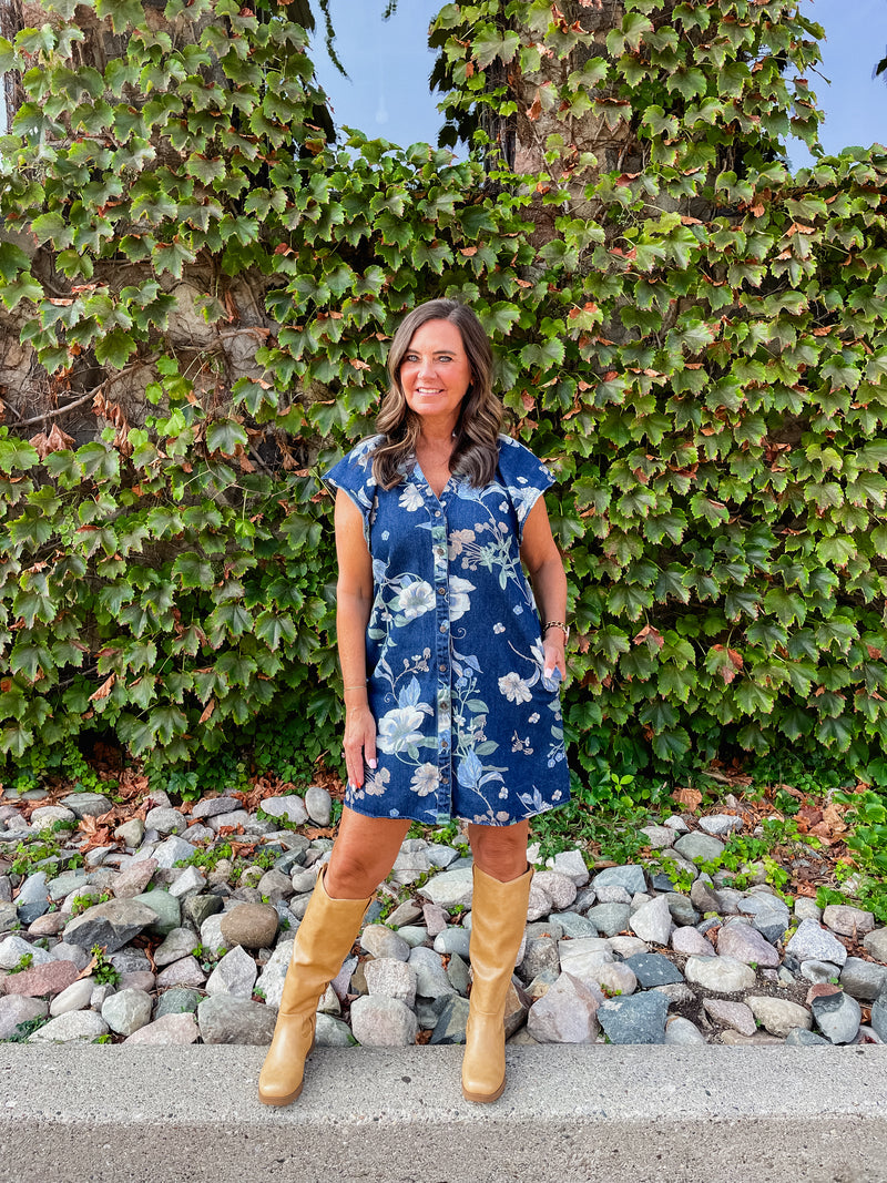 Demi Floral Denim Dress