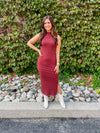 Rachel Sleeveless Rib Knit Dress - Rust