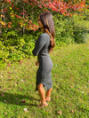 Pine Ribbed Knit Midi Dress