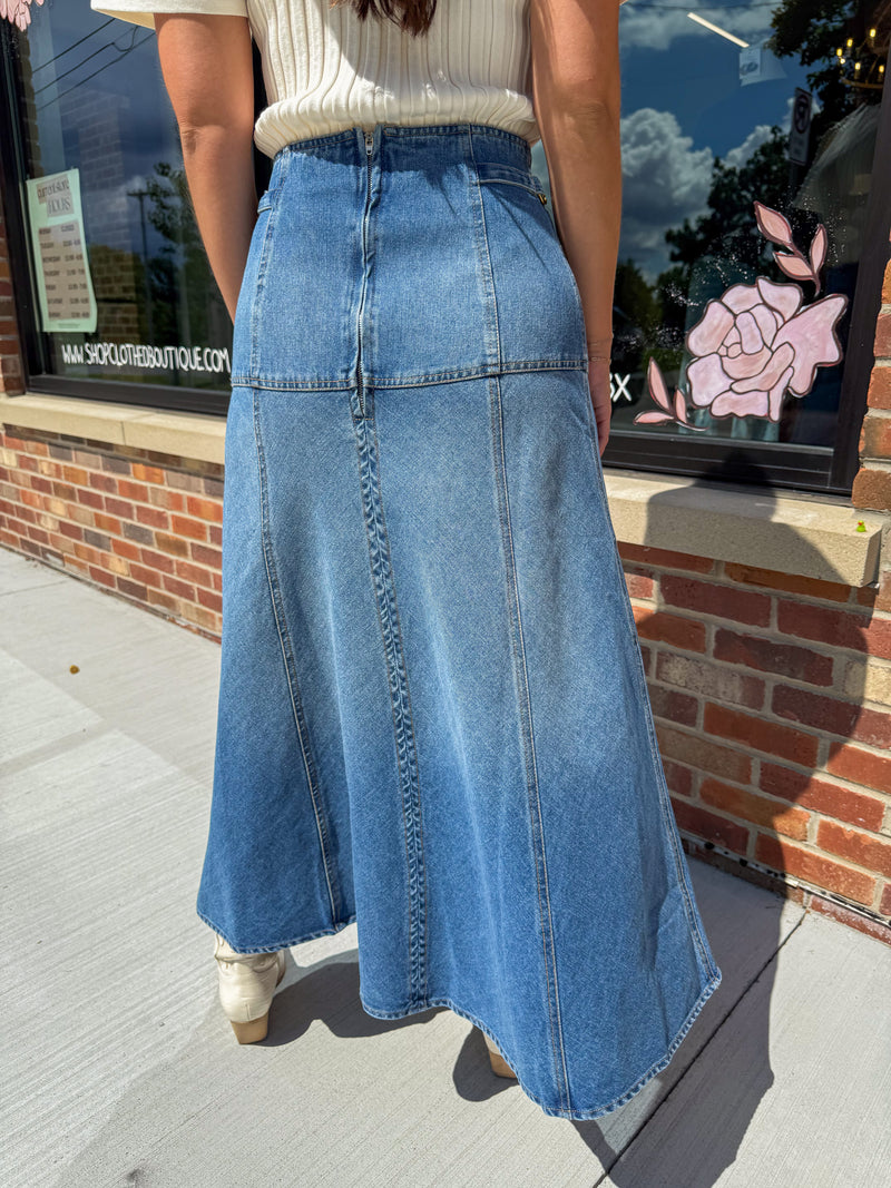 Dallas Denim Midi Skirt