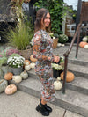 Fall Floral Sheer Midi Dress