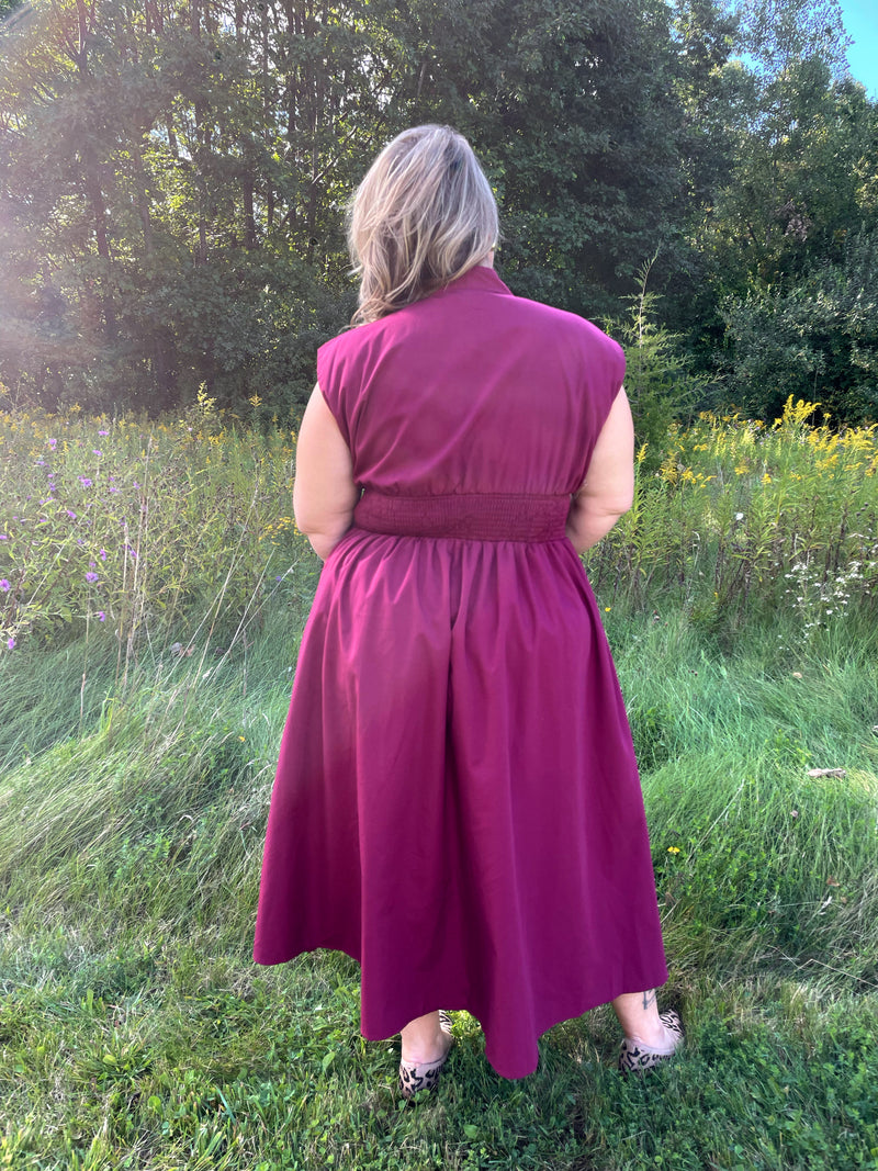 merlot midi dress Merlot Zip Midi Dress