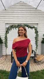 Wine Off the Shoulder Top