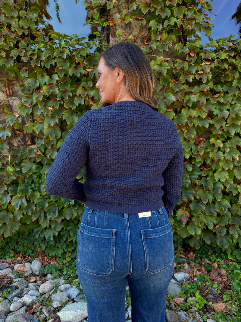Maggie Button Detail Cardigan - Navy