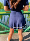 Navy Pleated Mini Skirt