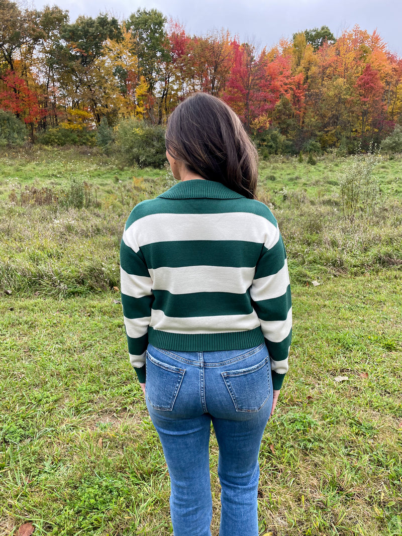 Vintage Schoolgirl Sweater - Cream/Green