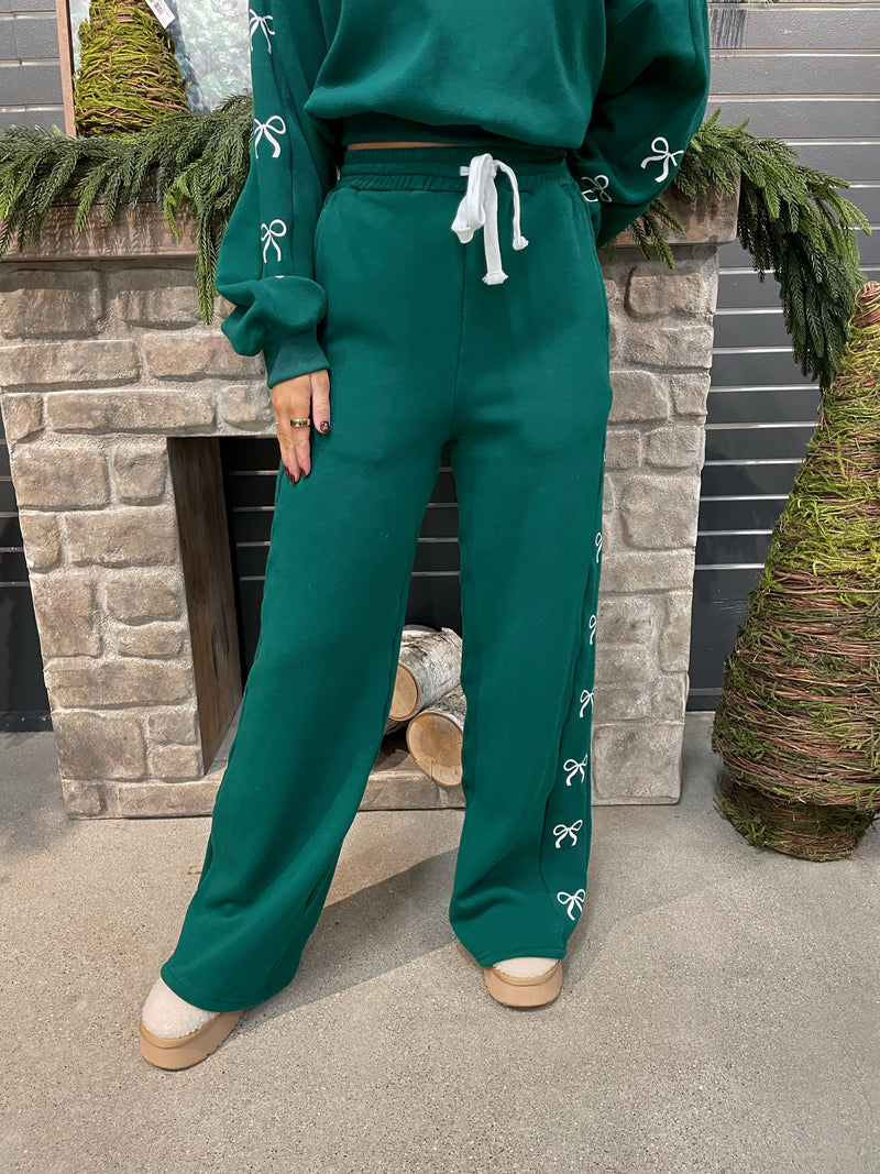 Ribbon Lounge Pants - Hunter Green