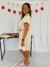 Natural Linen & Red Trim Dress