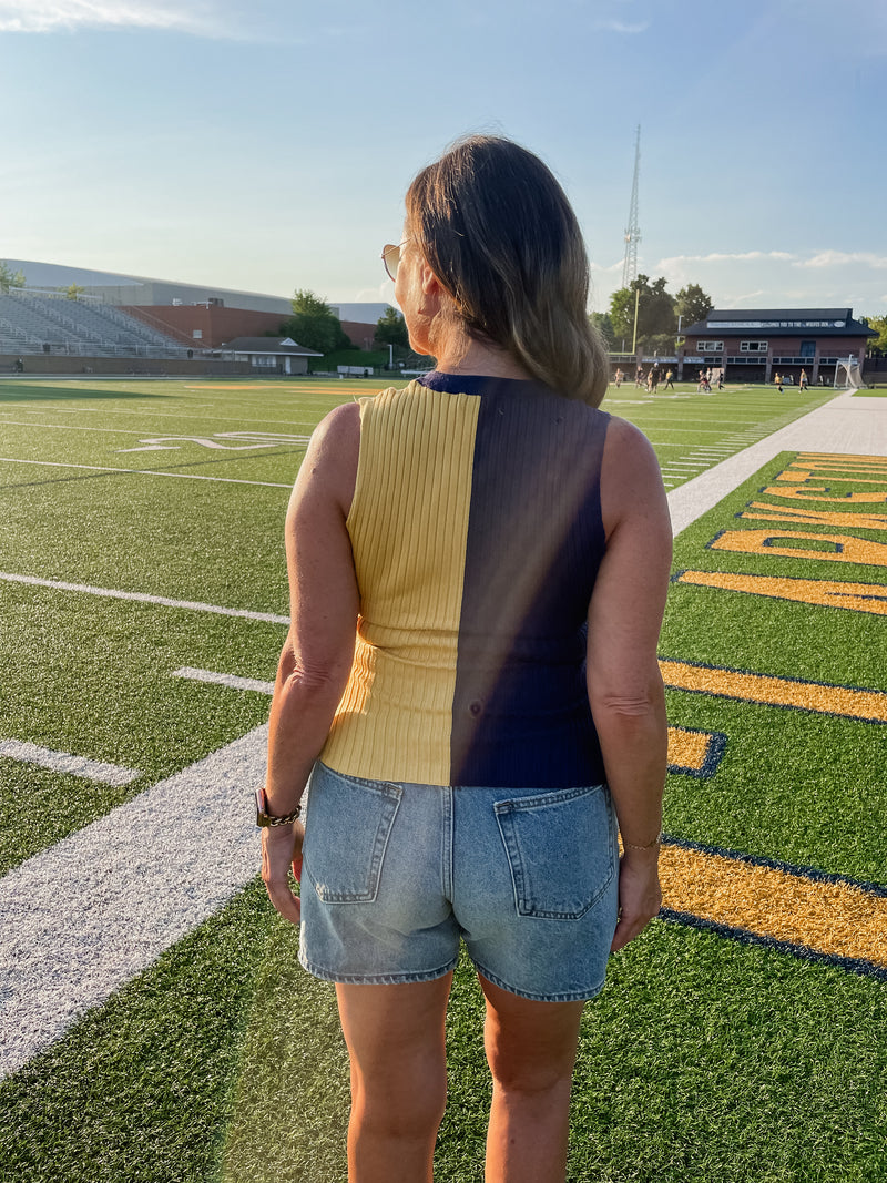 Halftime Split Tank - Navy/Yellow