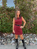 Wine Belted Mini Dress