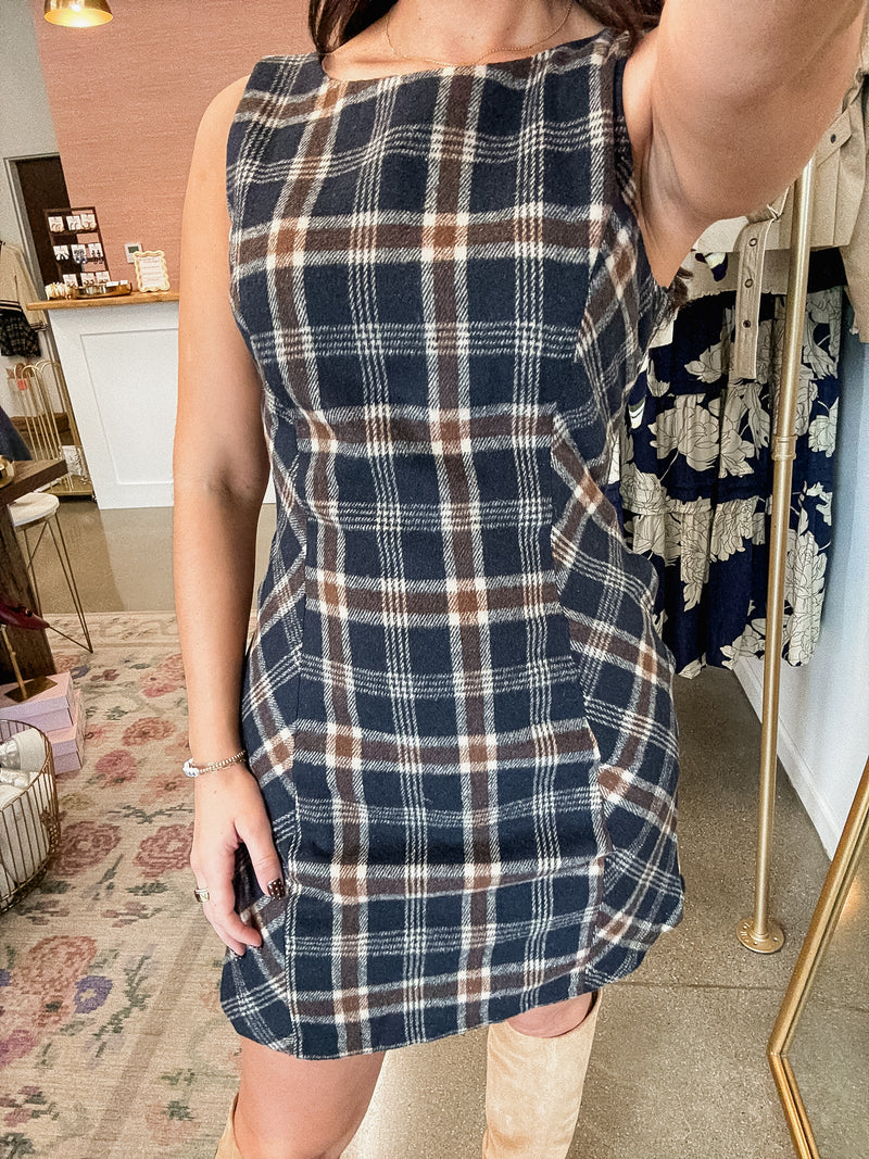 Penelope Plaid Dress - Navy