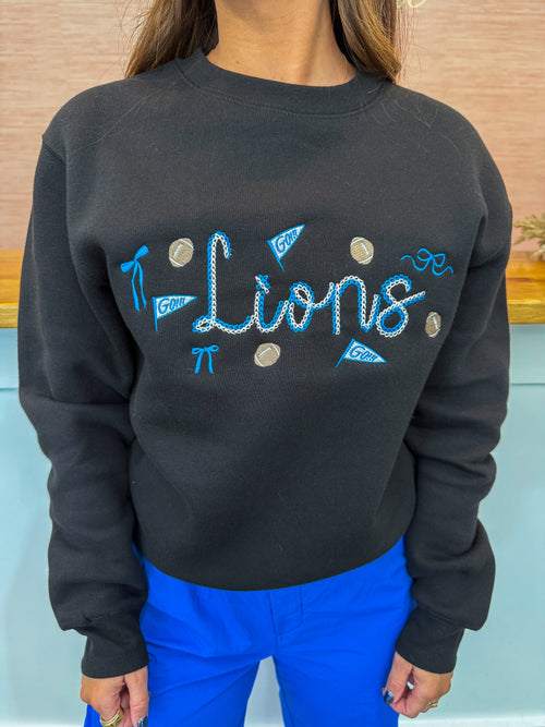 Lions Cheer Embroidered Crewneck