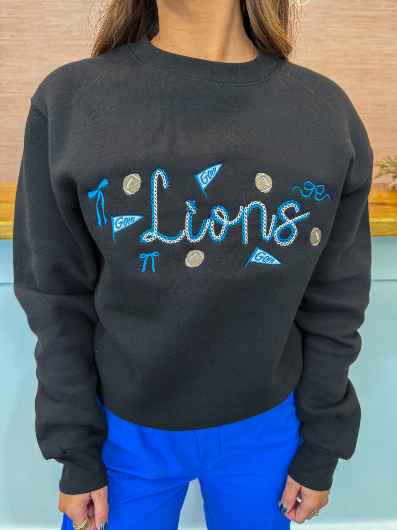 Lions Cheer Embroidered Crewneck