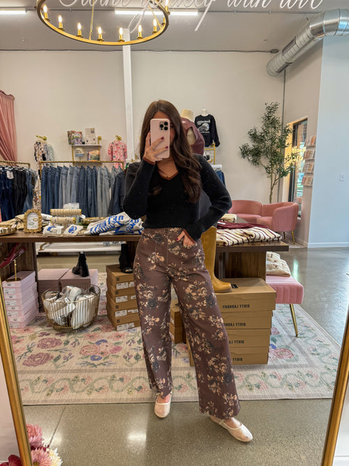 Florence Floral Pants - Brown
