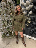 Olive Belted Utility Dress