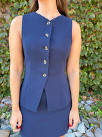 Nina Button Down Vest - Navy