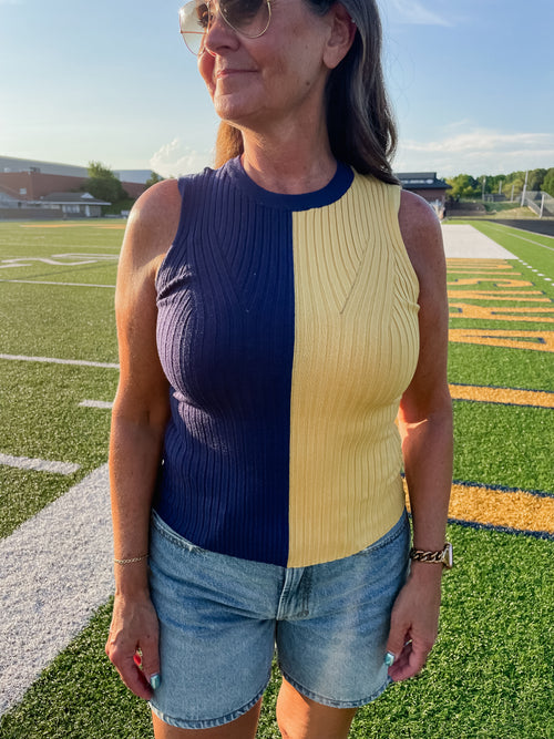 Halftime Split Tank - Navy/Yellow