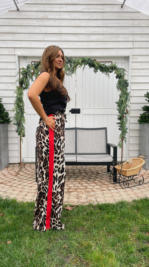 Red Stripe Leopard Pants