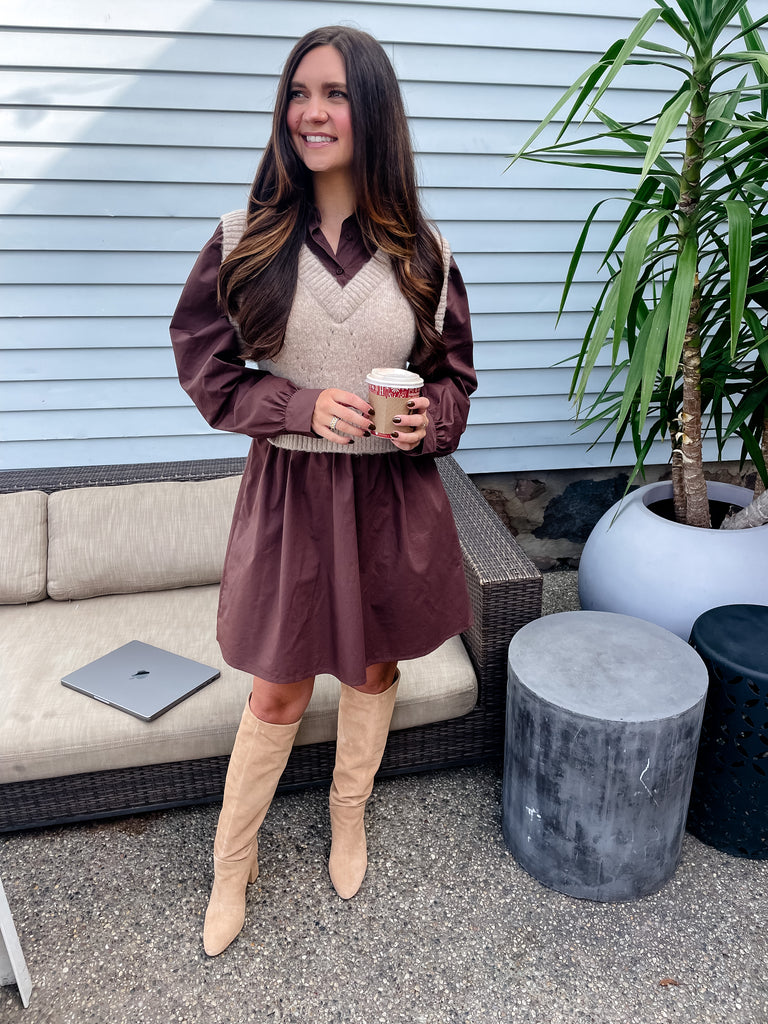 Chocolate Sweater Vest Dress