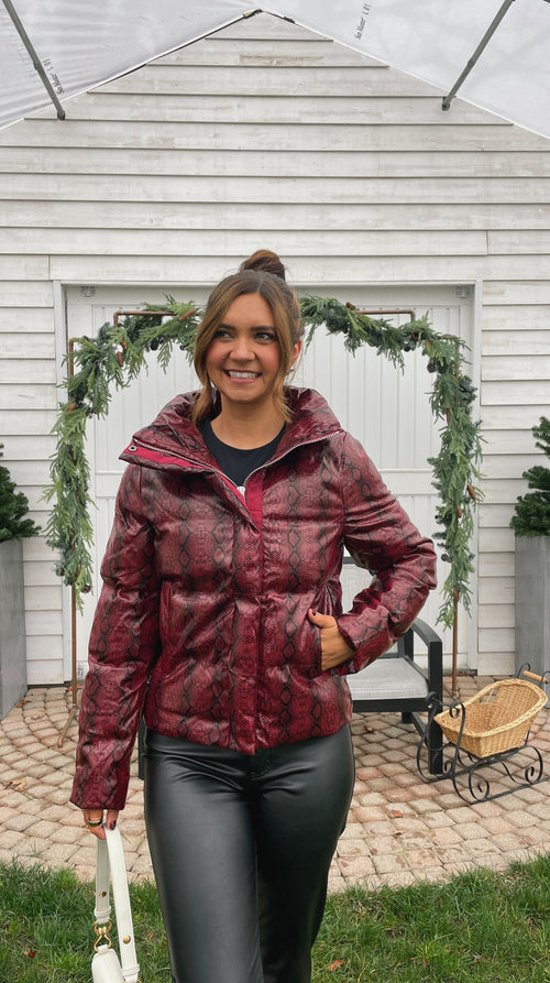 Red Snake Puffer Jacket