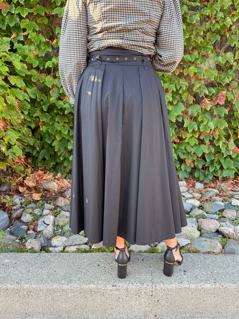 Ava A-Line Midi Skirt - Black