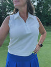 Country Club Collared Tank - White