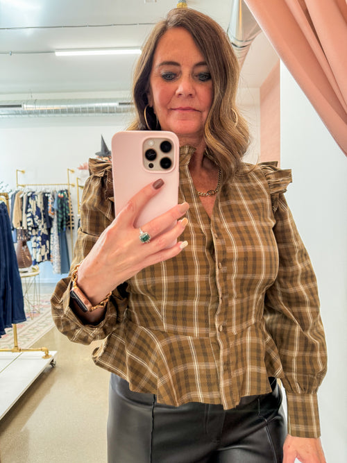 Peyton Plaid Peplum Shirt