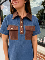 Denim & Suede Shirt Dress