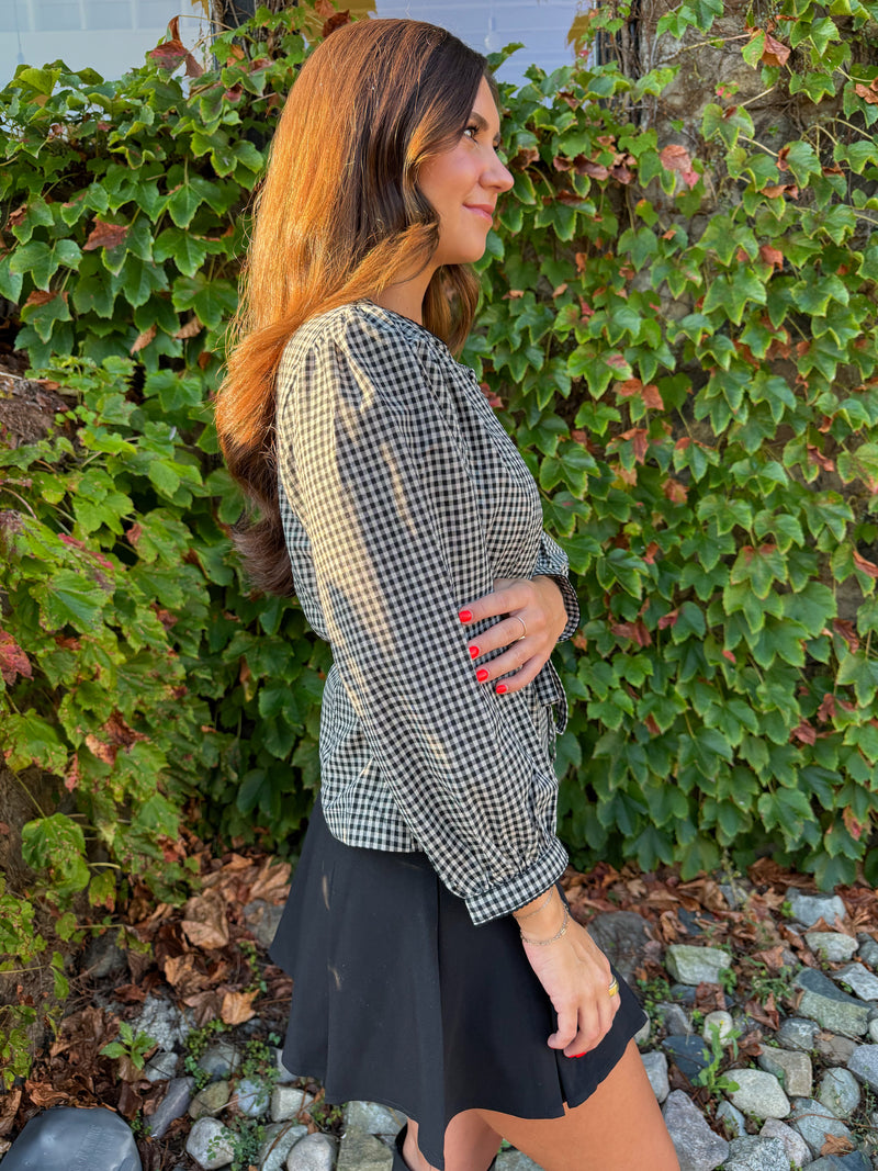 Maia Checkered Shirt - Black/Taupe